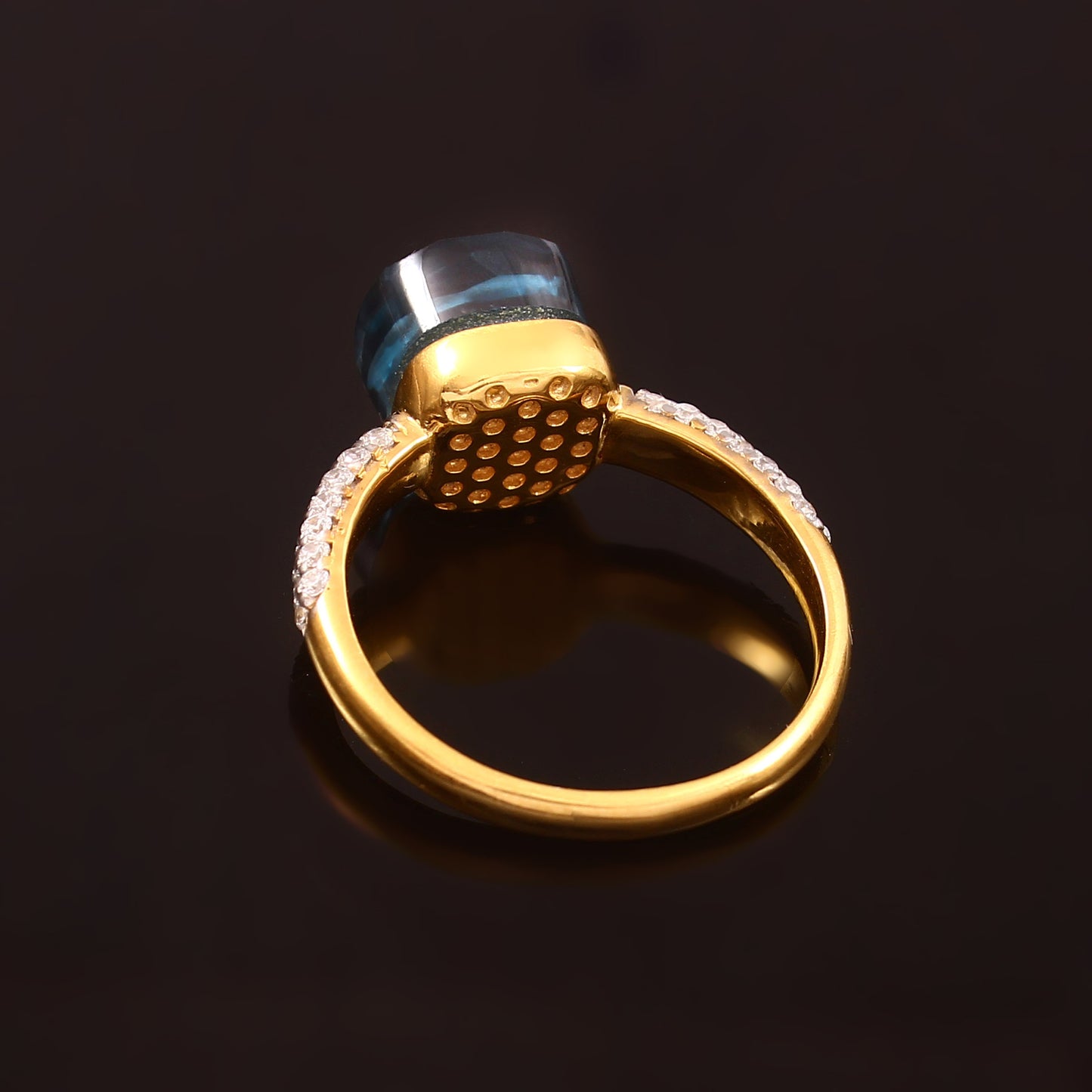 London Blue topaz Ring 925 Sterling Silver With Gold Plating Ring For Her