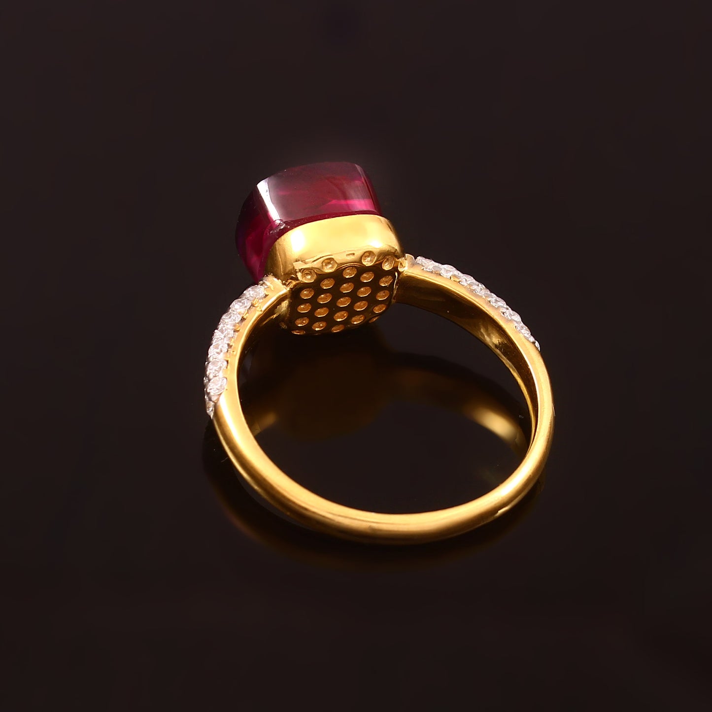 Pink Ruby With Moissanite Ring 925 Sterling Silver With Gold Plating Ring For Love