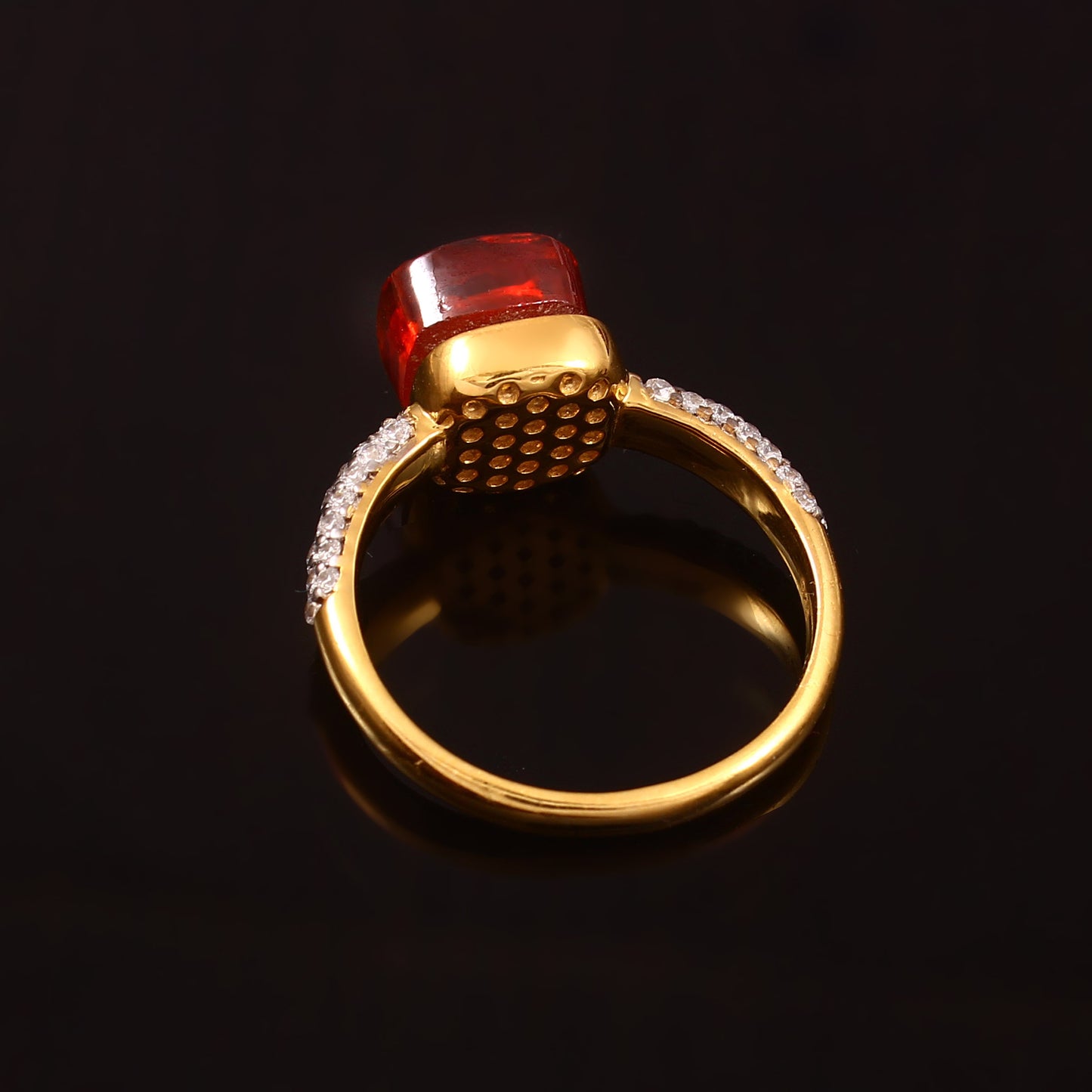 Hessonite Gemstone With Moissanite Ring 925 Sterling Silver Ring With Gold Plating