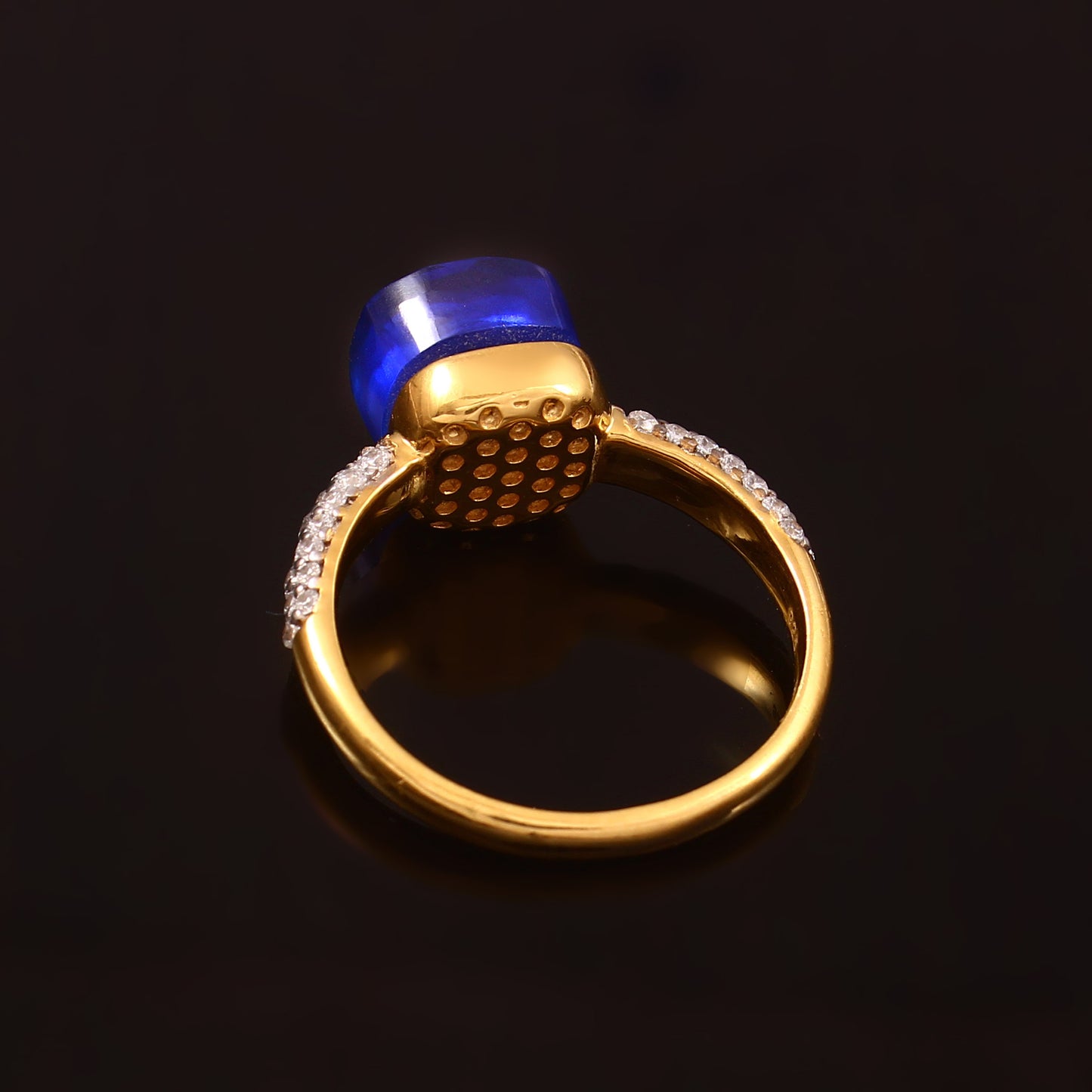 Blue Gemstone With Moissanite Ring 925 Sterling Silver Ring With Gold Plating Ring For Her