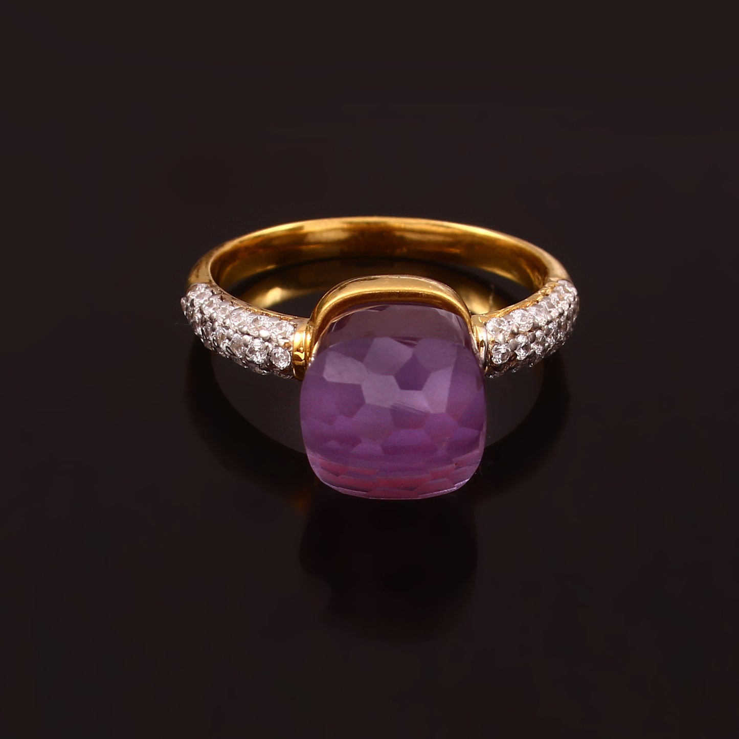 Purple Amethyst And Moissanite Ring 925 Sterling Silver Ring with Gold Plating Ring For women's And Girl's