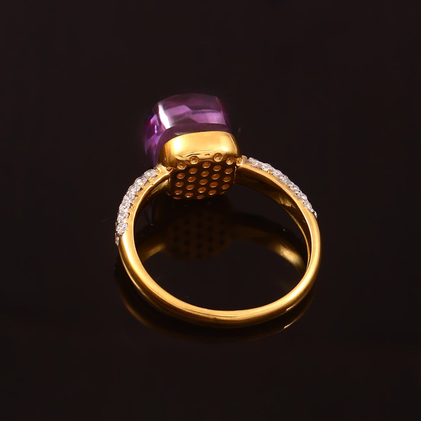 Purple Amethyst And Moissanite Ring 925 Sterling Silver Ring with Gold Plating Ring For women's And Girl's