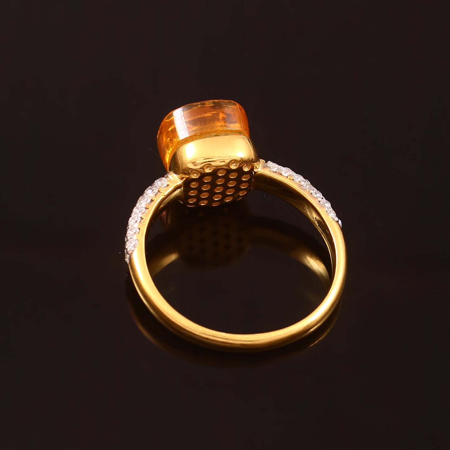 Citrine And Moissanite Ring 925 Sterling Silver Ring With Gold Plating Ring For Her
