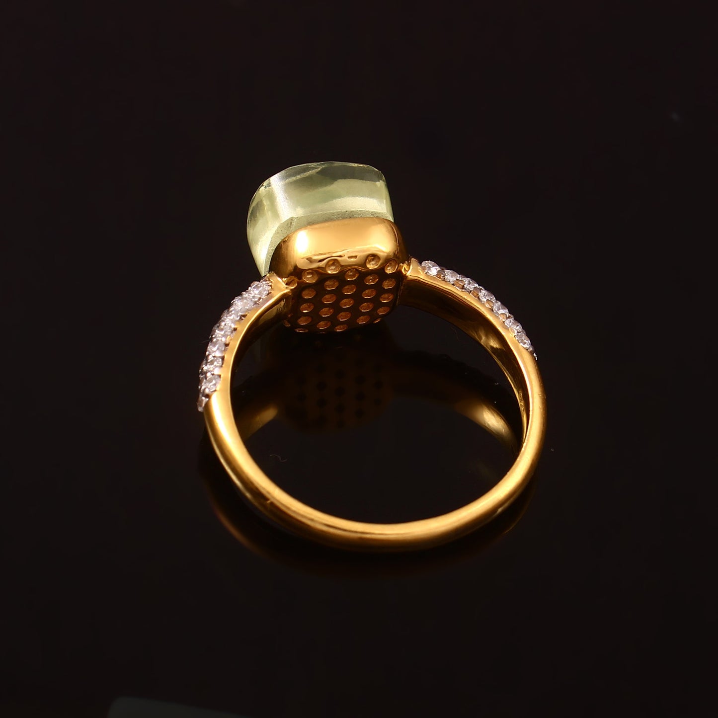 Lemon Quartz With Moissanite Ring 925 Sterling Silver ring With Gold Plating Jewelry