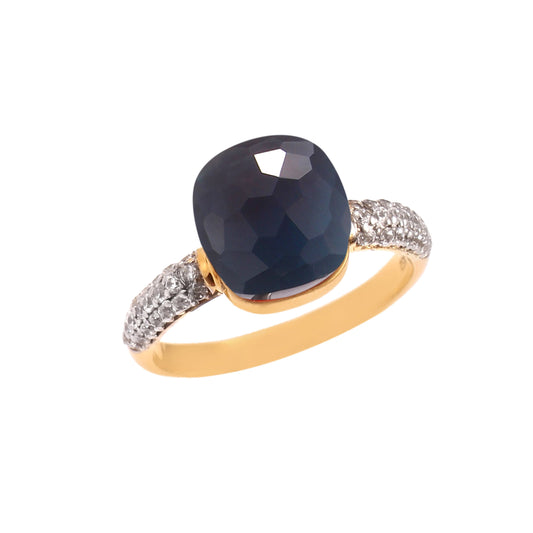 London Blue topaz Ring 925 Sterling Silver With Gold Plating Ring For Her