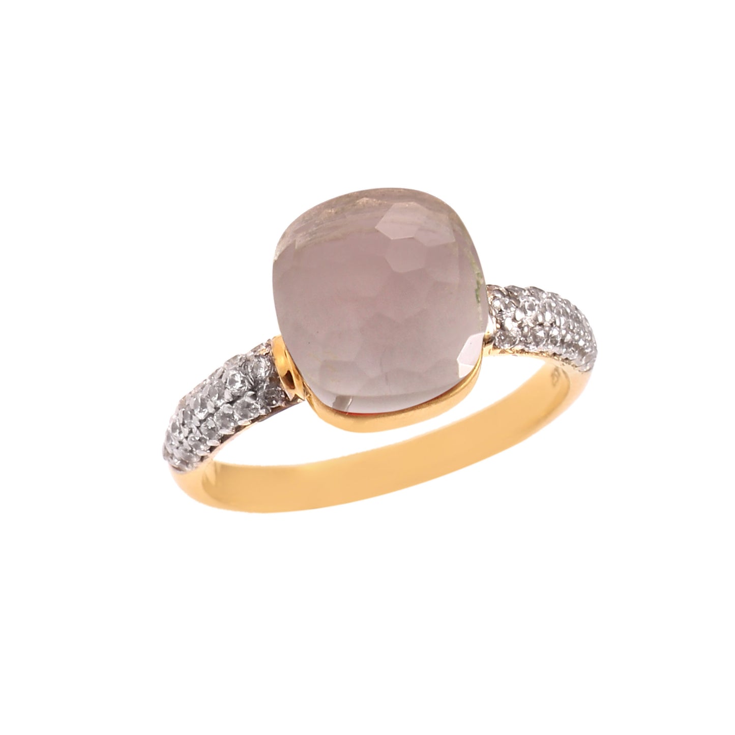 White Topaz With Moissanite Ring 925 sterling Silver Ring with Gold Plating Jewelry