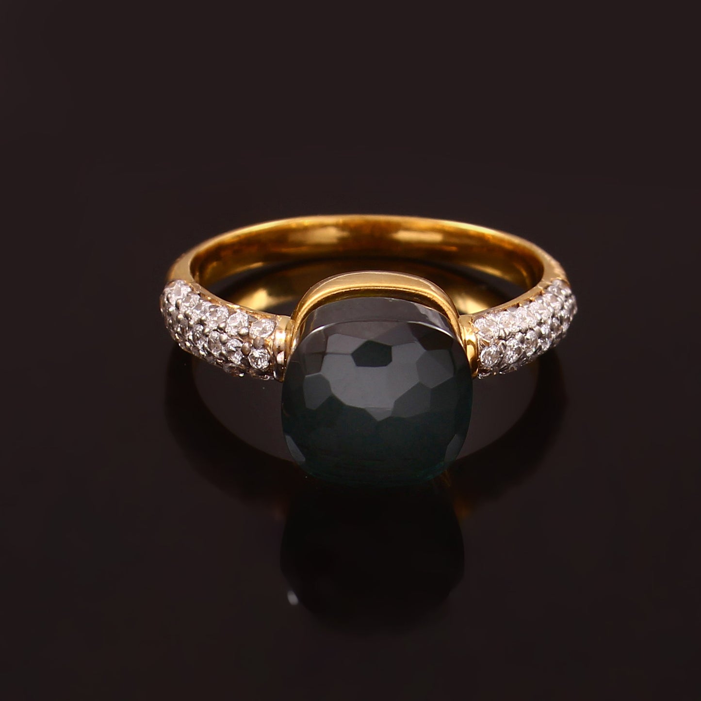 Green Blue topaz And Moissanite Ring 925 Sterling Silver Ring With Gold Plating Ring For Her